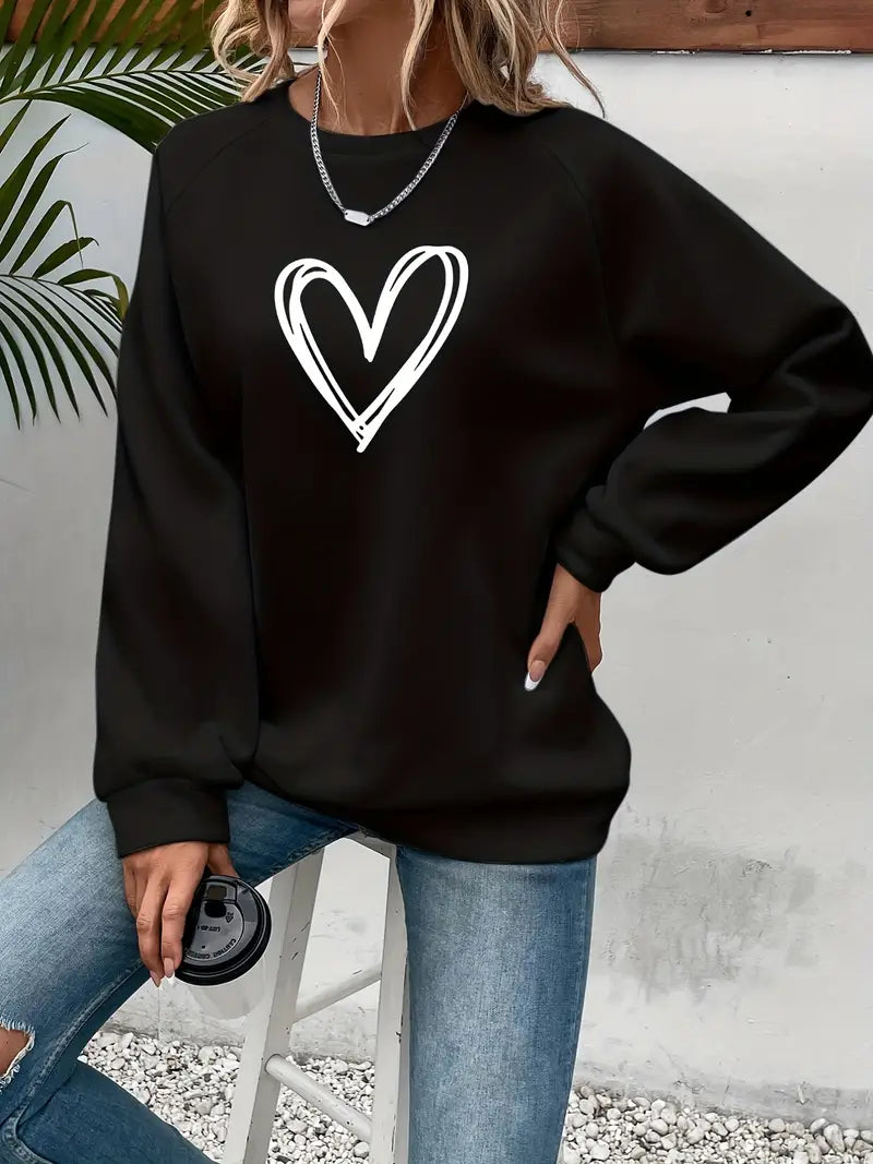 Amber - Women's Heart Print Sweatshirt