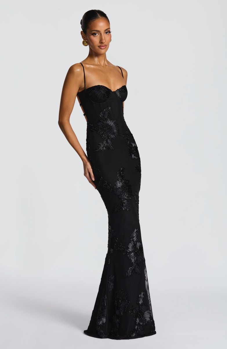 Figurbetontes Maxi Kleid mit Spitze