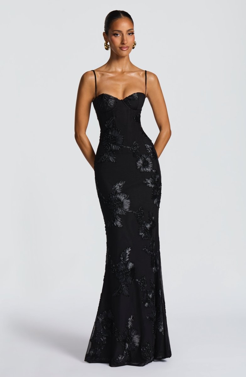 Figurbetontes Maxi Kleid mit Spitze