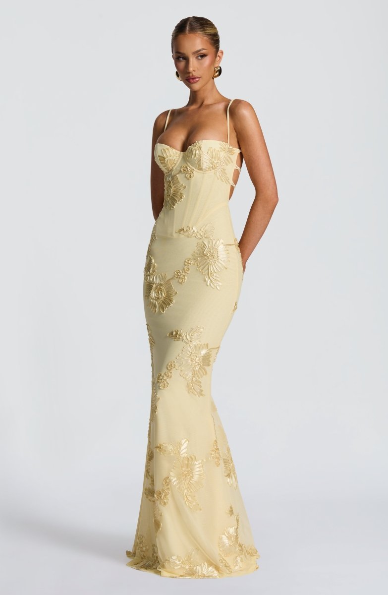 Figurbetontes Maxi Kleid mit Spitze
