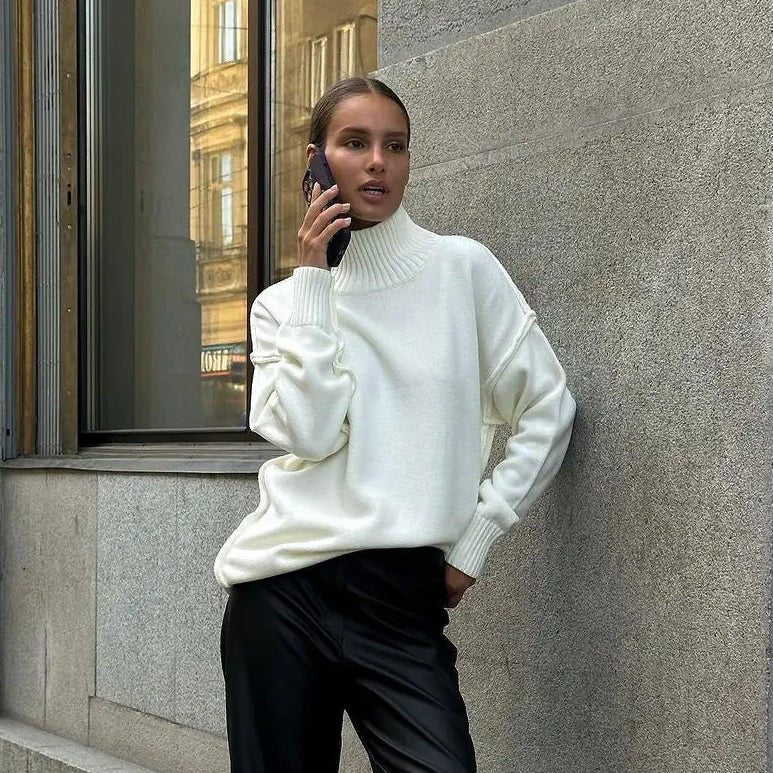 Flora - Women's Jumper in Knit with Roll Neck - photo 3