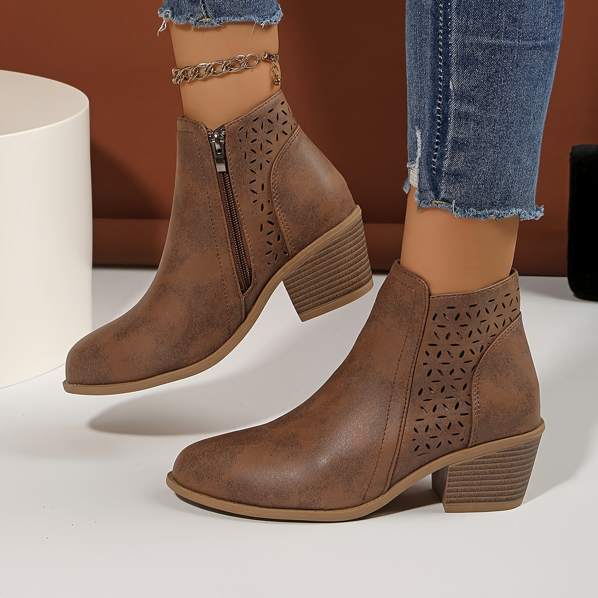 Francis - Women's Ankle Boots with Zip Front - photo 4