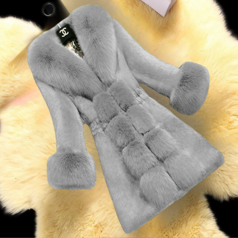 Frankie - Women's Coat in Faux Fur with Pom Detail - photo 1