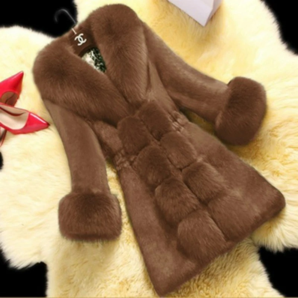 Frankie - Women's Coat in Faux Fur with Pom Detail - photo 4