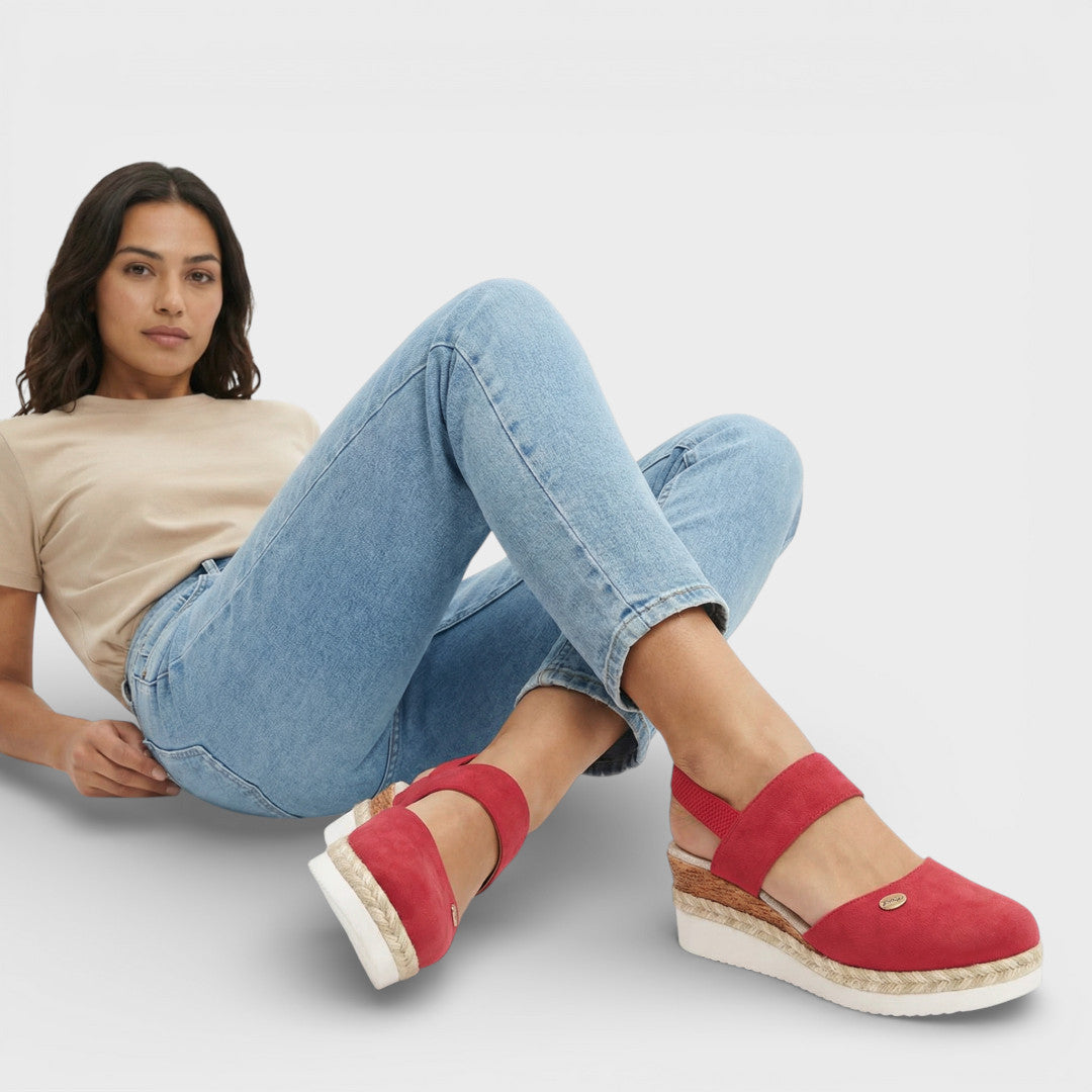 Espadrillas con zeppa da donna a punta chiusa e cinturino alla caviglia