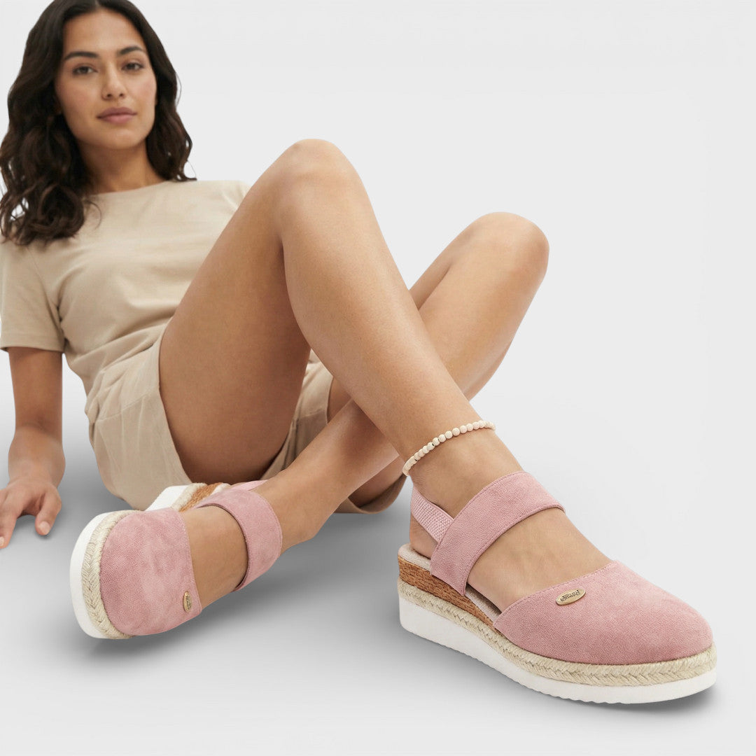 Espadrillas con zeppa da donna a punta chiusa e cinturino alla caviglia