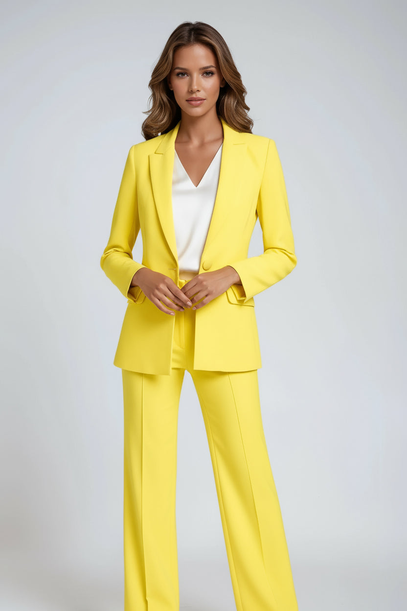 ELEGANT BLAZER AND WIDE LEG TROUSERS SET