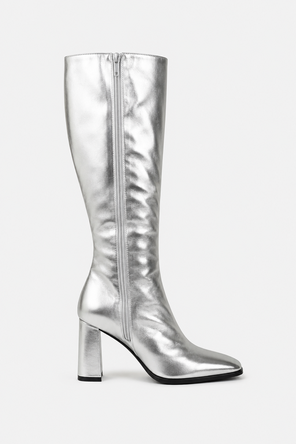 Gabrielle - Women's Metallic Knee-High Boots with Block Heel