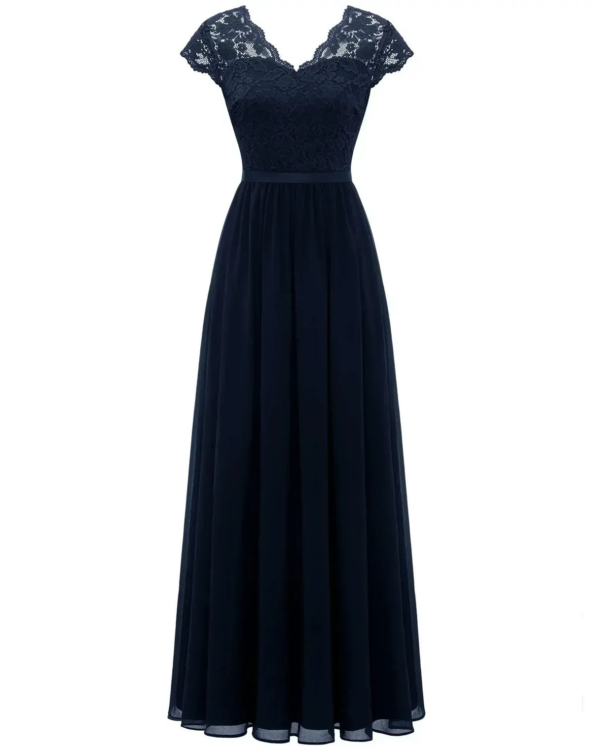 Gaia - Women's Fitted Maxi Dress in Lace Trim with Wide Leg - photo 10