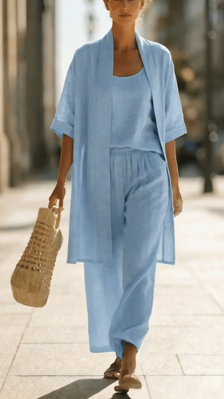 Francesca - Women's Tailored Three-Piece Set in Linen