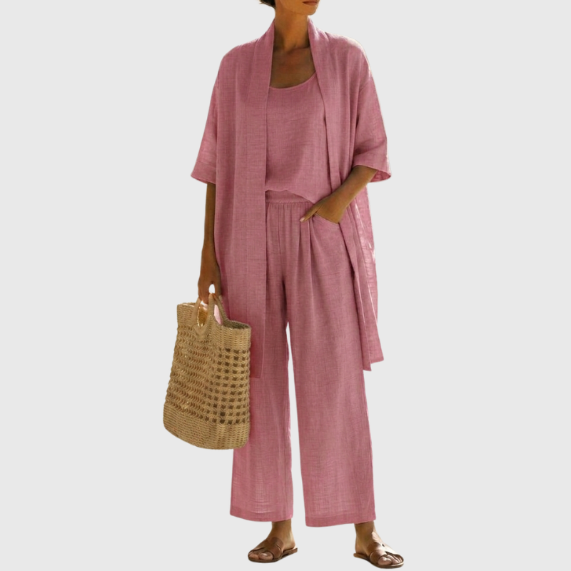 Francesca - Women's Tailored Three-Piece Set in Linen
