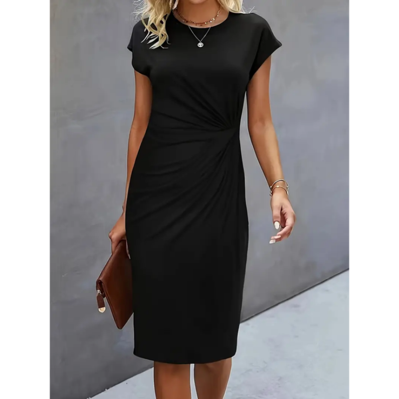 Gale - Women's Fitted Midi Dress with Ruching - photo 1