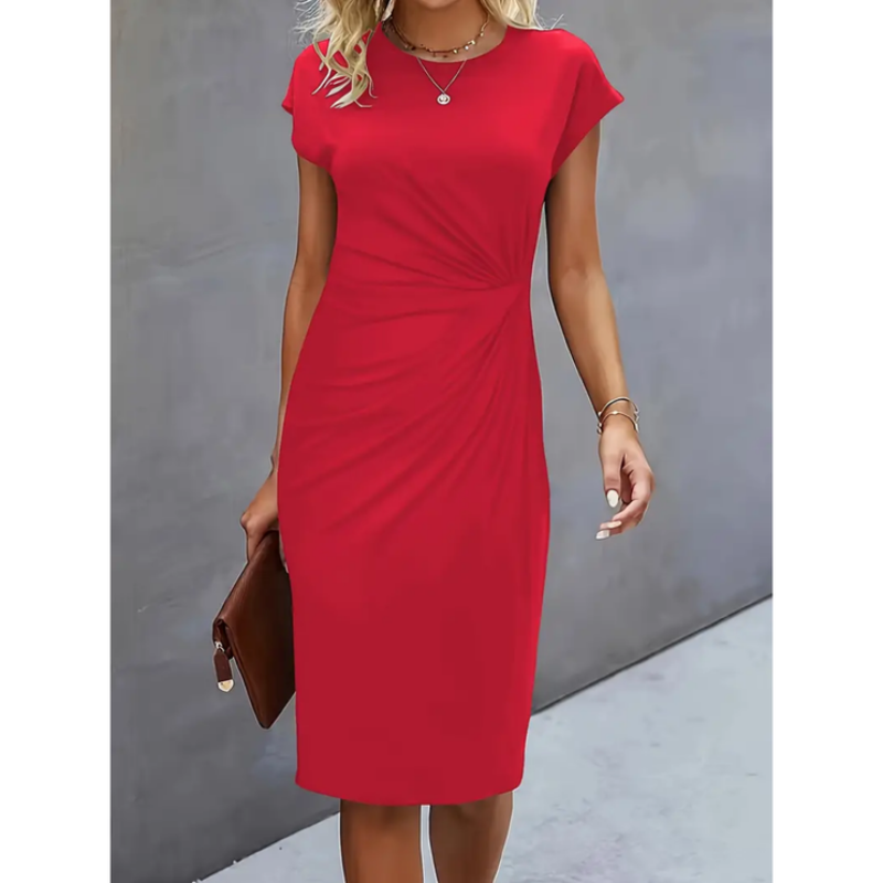 Gale - Women's Fitted Midi Dress with Ruching - photo 2