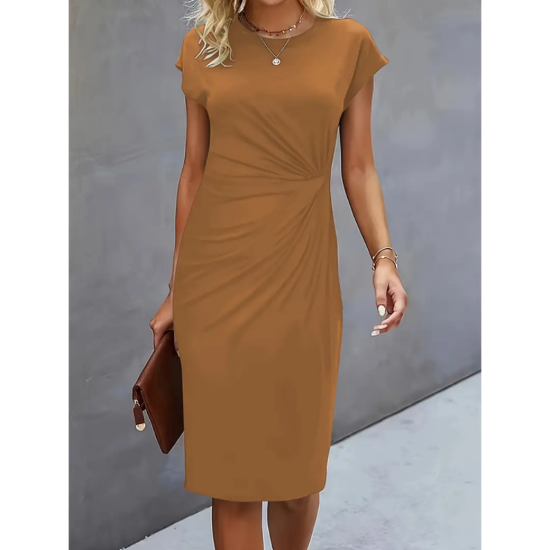 Gale - Women's Fitted Midi Dress with Ruching - photo 4
