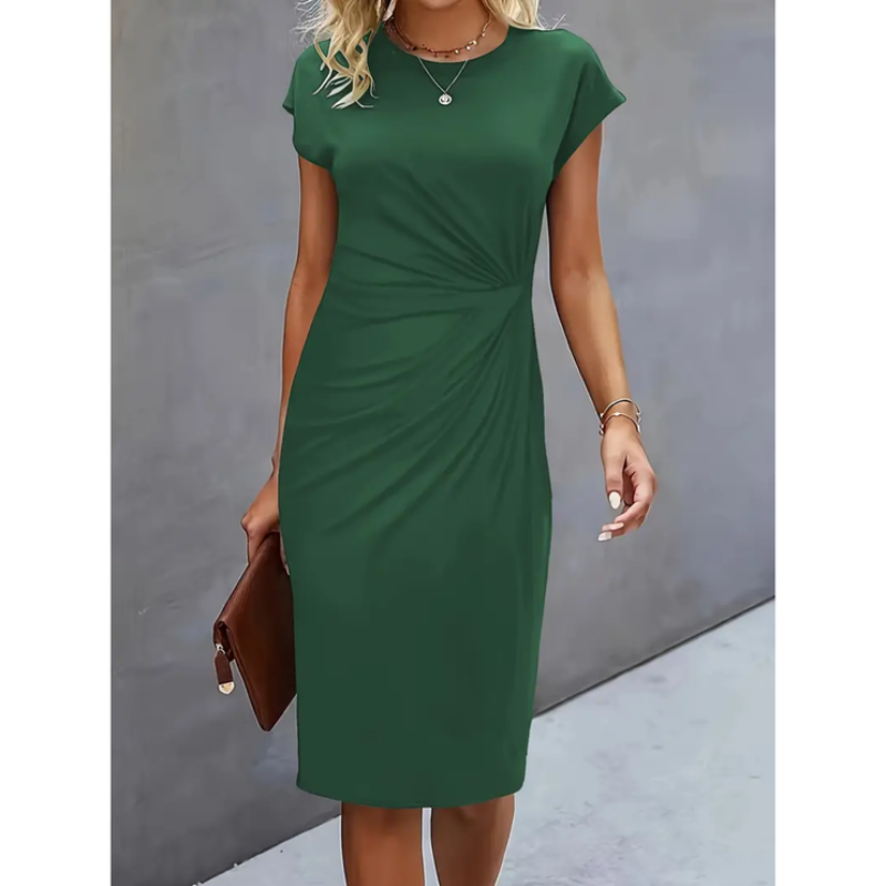 Gale - Women's Fitted Midi Dress with Ruching - photo 6