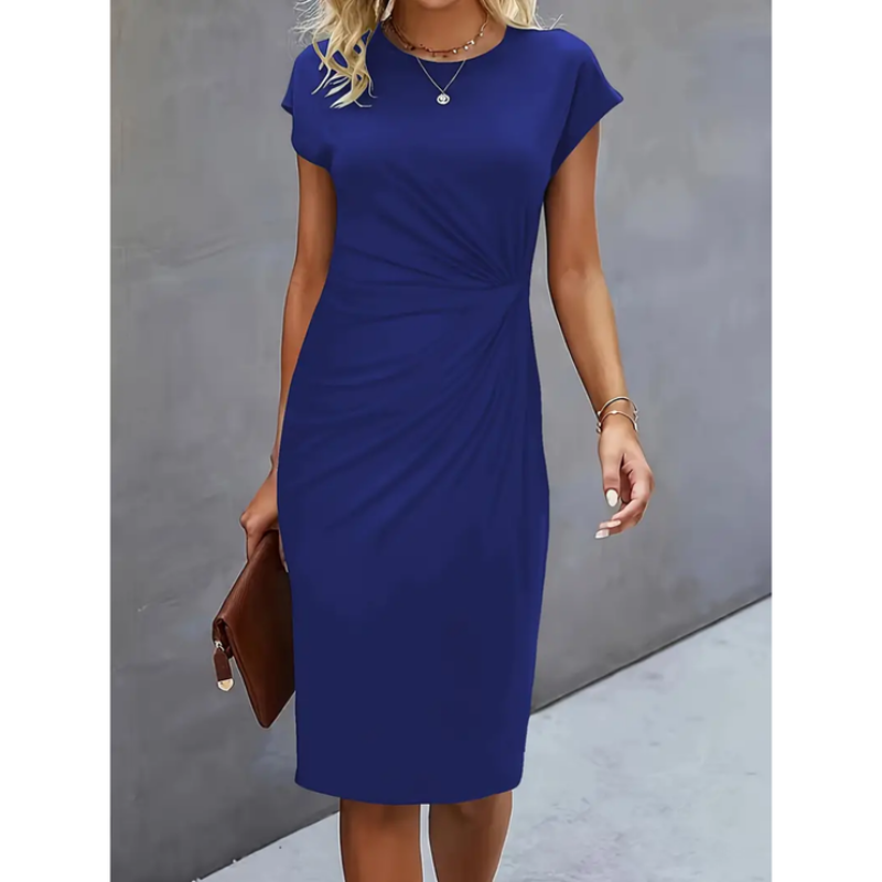 Gale - Women's Fitted Midi Dress with Ruching - photo 7