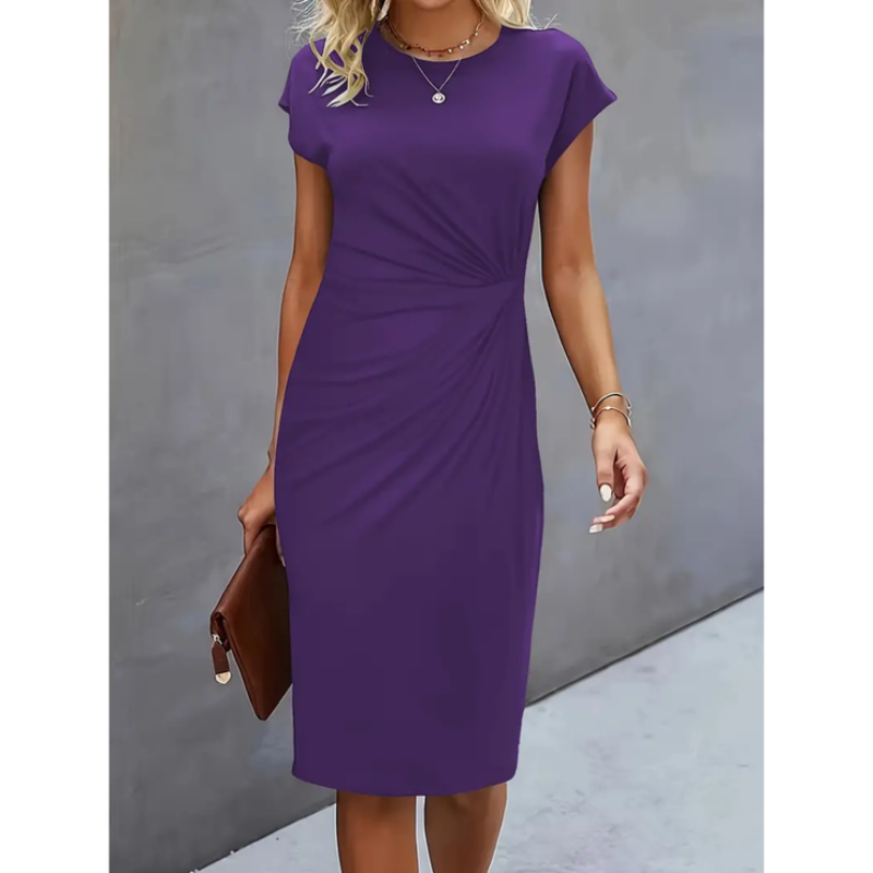 Gale - Women's Fitted Midi Dress with Ruching - photo 8