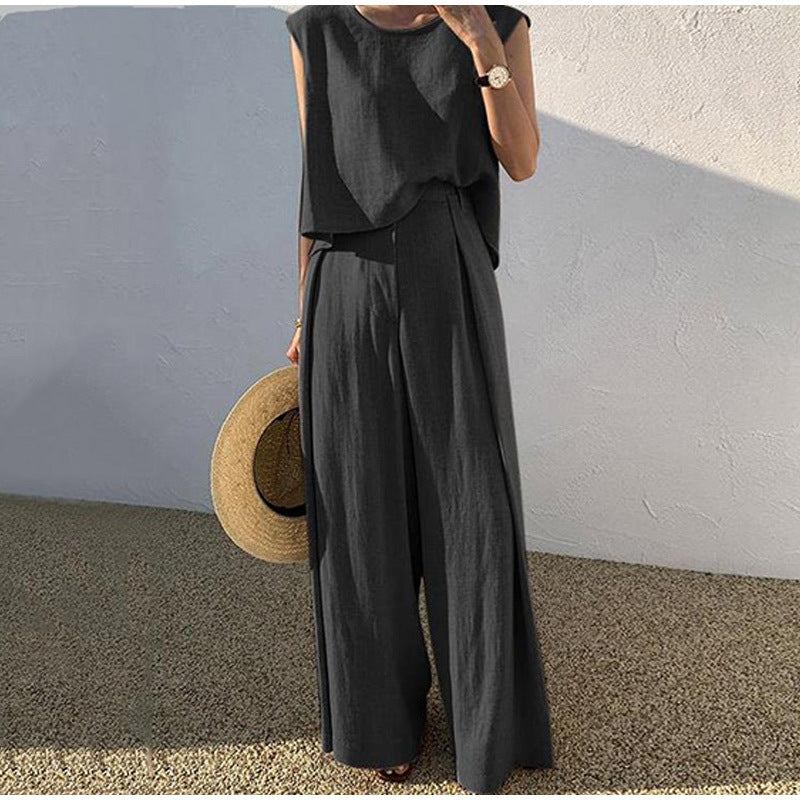Gia - Women's Flowing Two-Piece Set with Wide Leg - photo 2