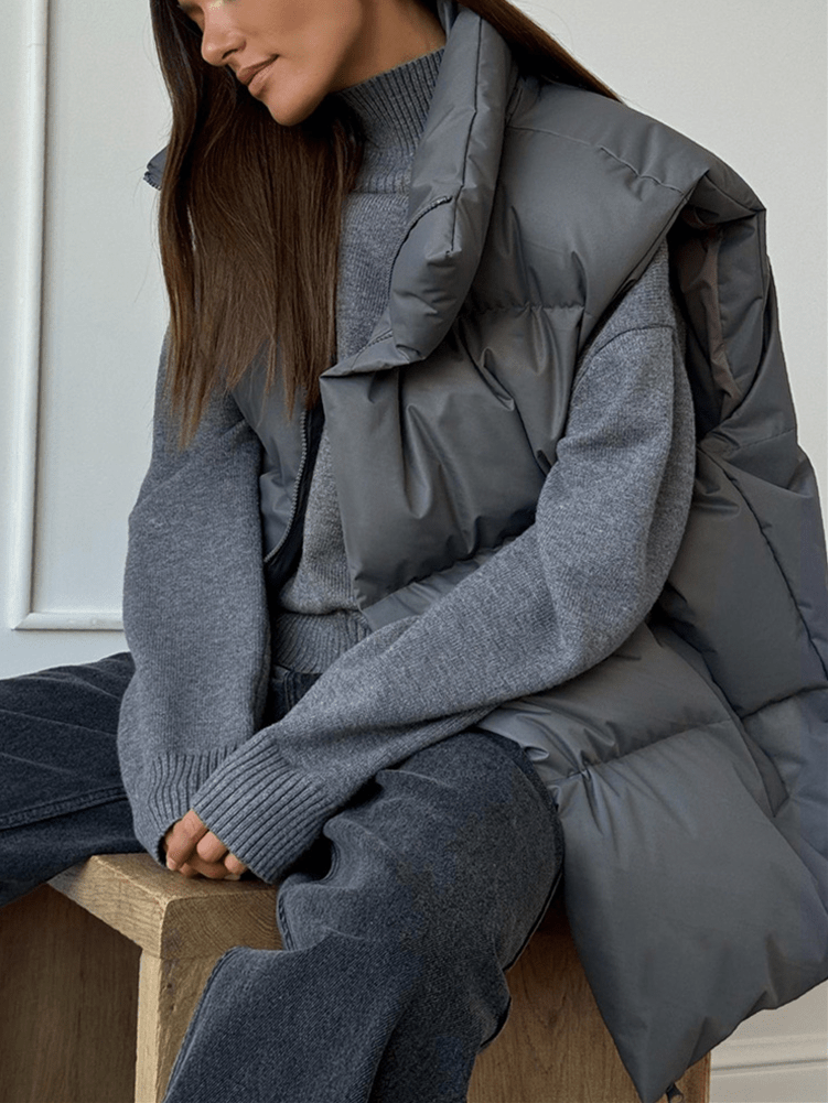 Gia - Women's Relaxed Puffer Jacket with Puff Sleeves - photo 4
