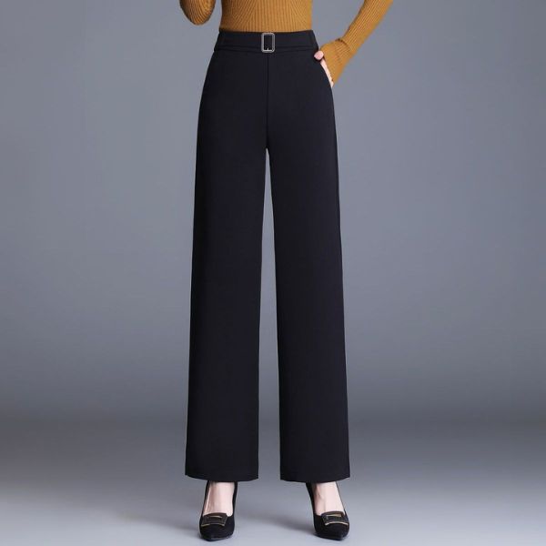 Ginny - Women's High Waist Wide-Leg Work Trousers with Side Pockets - photo 1