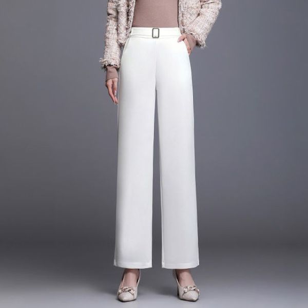 Ginny - Women's High Waist Wide-Leg Work Trousers with Side Pockets - photo 5
