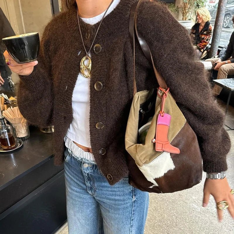 Hadley - Women's Relaxed Cardigan in Knit with Long Sleeves - photo 7
