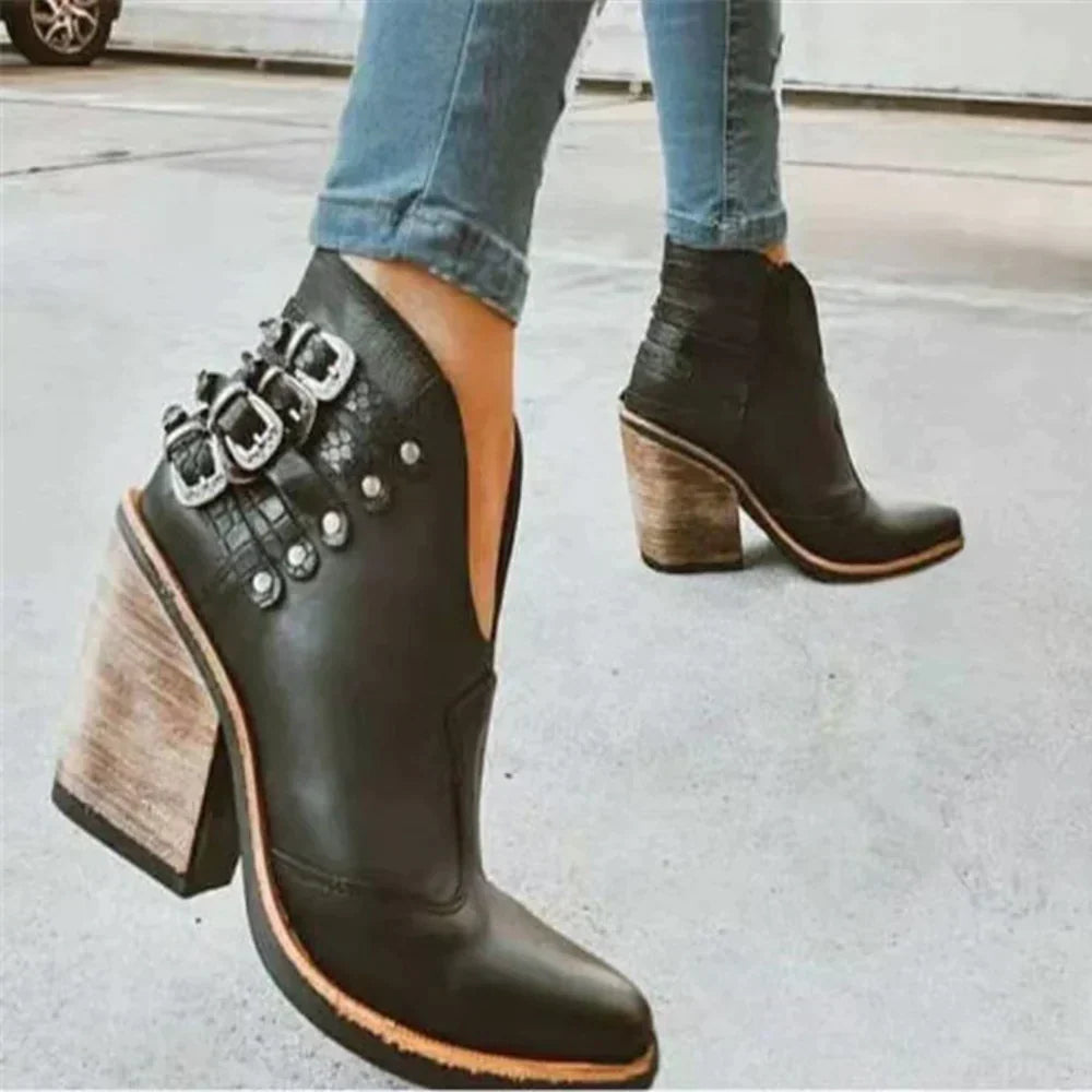 Halcyon-Rae - Women's Ankle Boots with Buckle Straps - photo 2