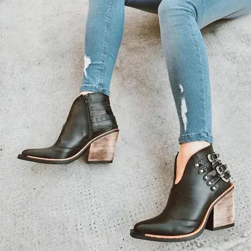 Halcyon-Rae - Women's Ankle Boots with Buckle Straps - photo 4