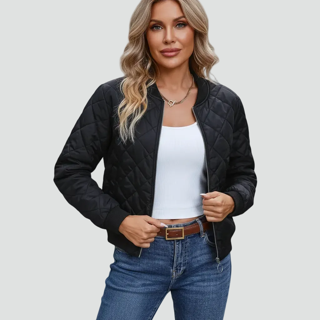 Halina - Women's Bomber Jacket in Quilted Finish with Zip Front - photo 3