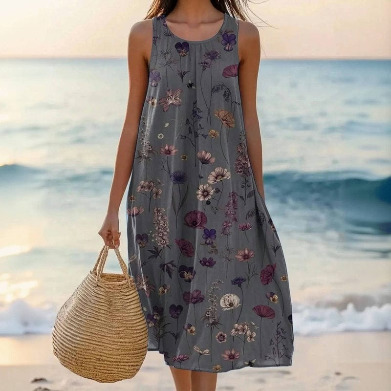 Hettie - Women's Floral Cotton Sleeveless Oversized Dress - photo 2