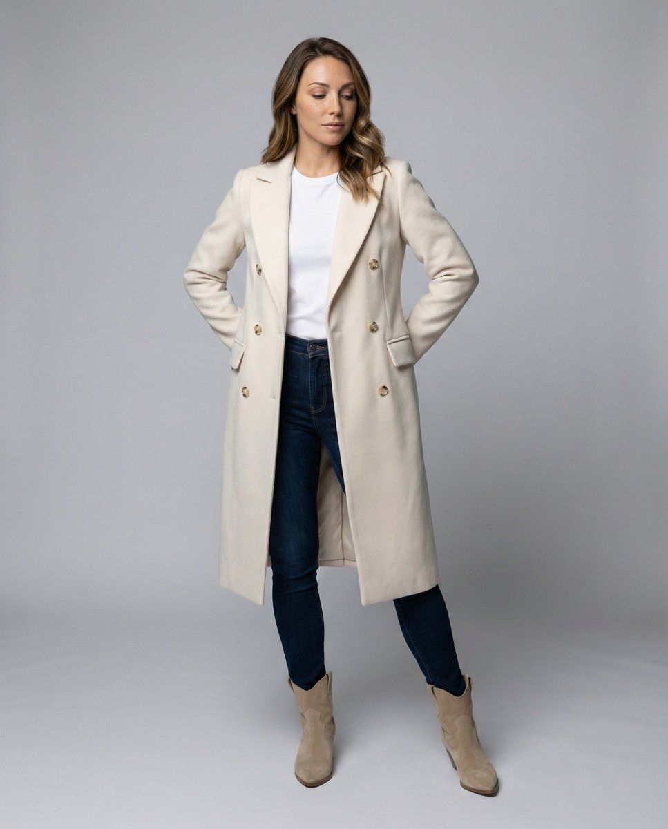 Hollis - Women's Double Breasted Midi Overcoat - photo 1