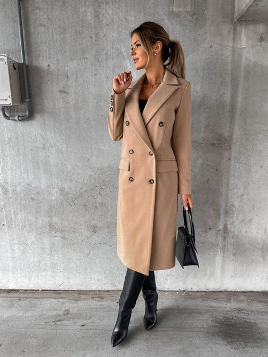 Hollis - Women's Double Breasted Midi Overcoat - photo 8