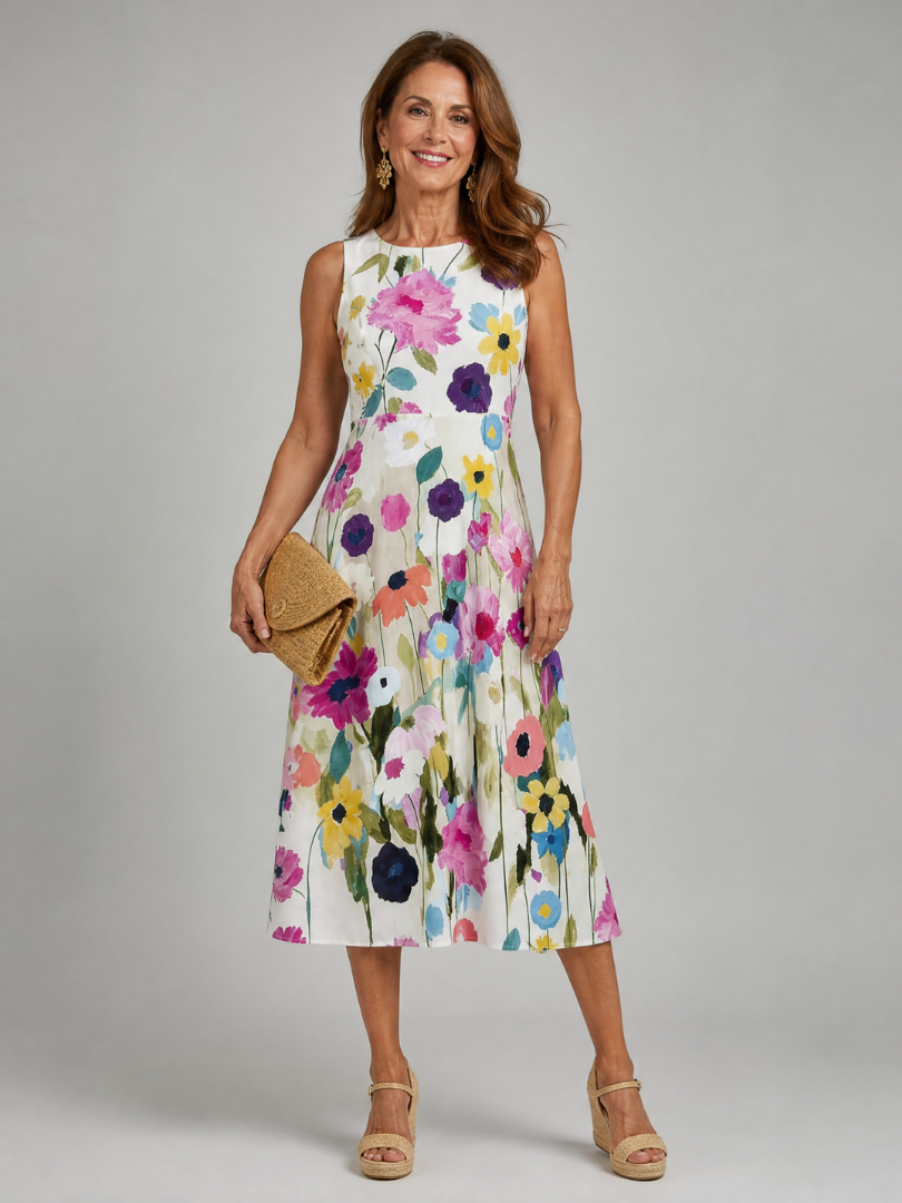 Honora - Women's Floral Sleeveless A Line Midi Dress - photo 1