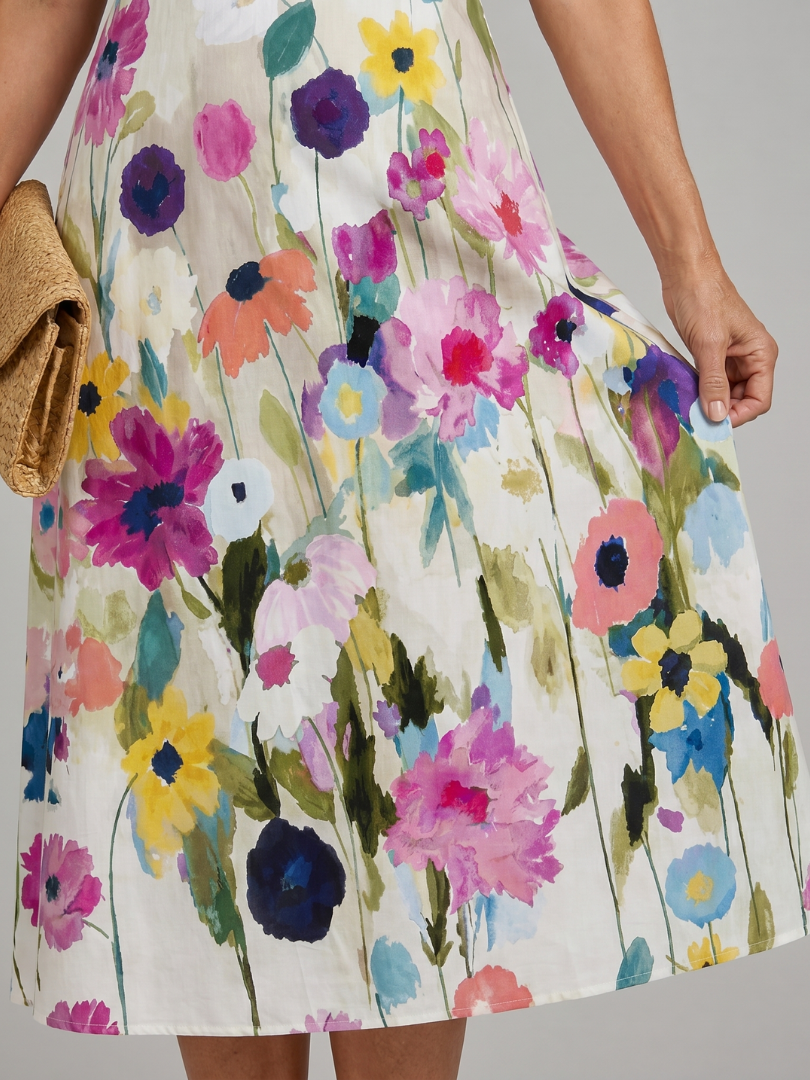 Honora - Women's Floral Sleeveless A Line Midi Dress - photo 3