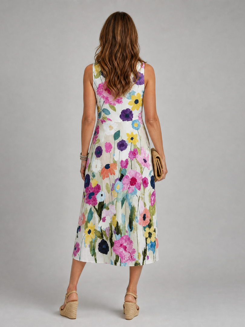 Honora - Women's Floral Sleeveless A Line Midi Dress - photo 5