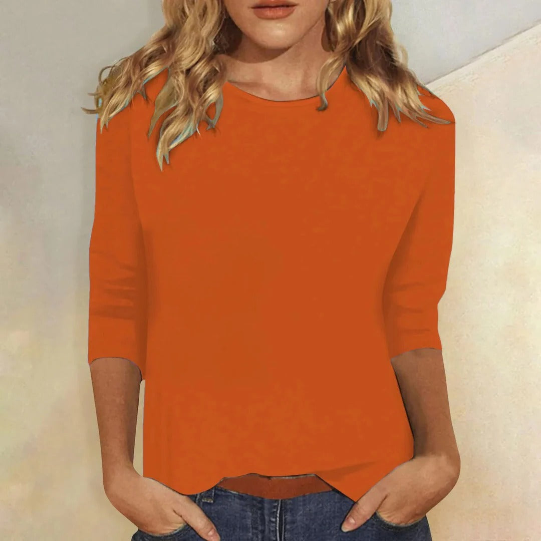 Stella | Crew Neck Top with Three-Quarter Sleeves for Women