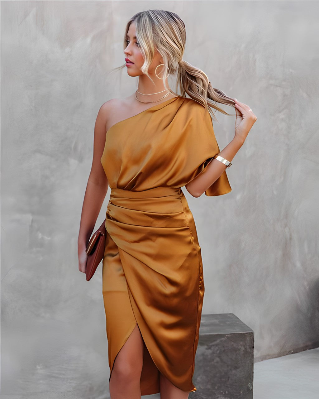 Celeste - Vestido de cóctel de seda para mujer