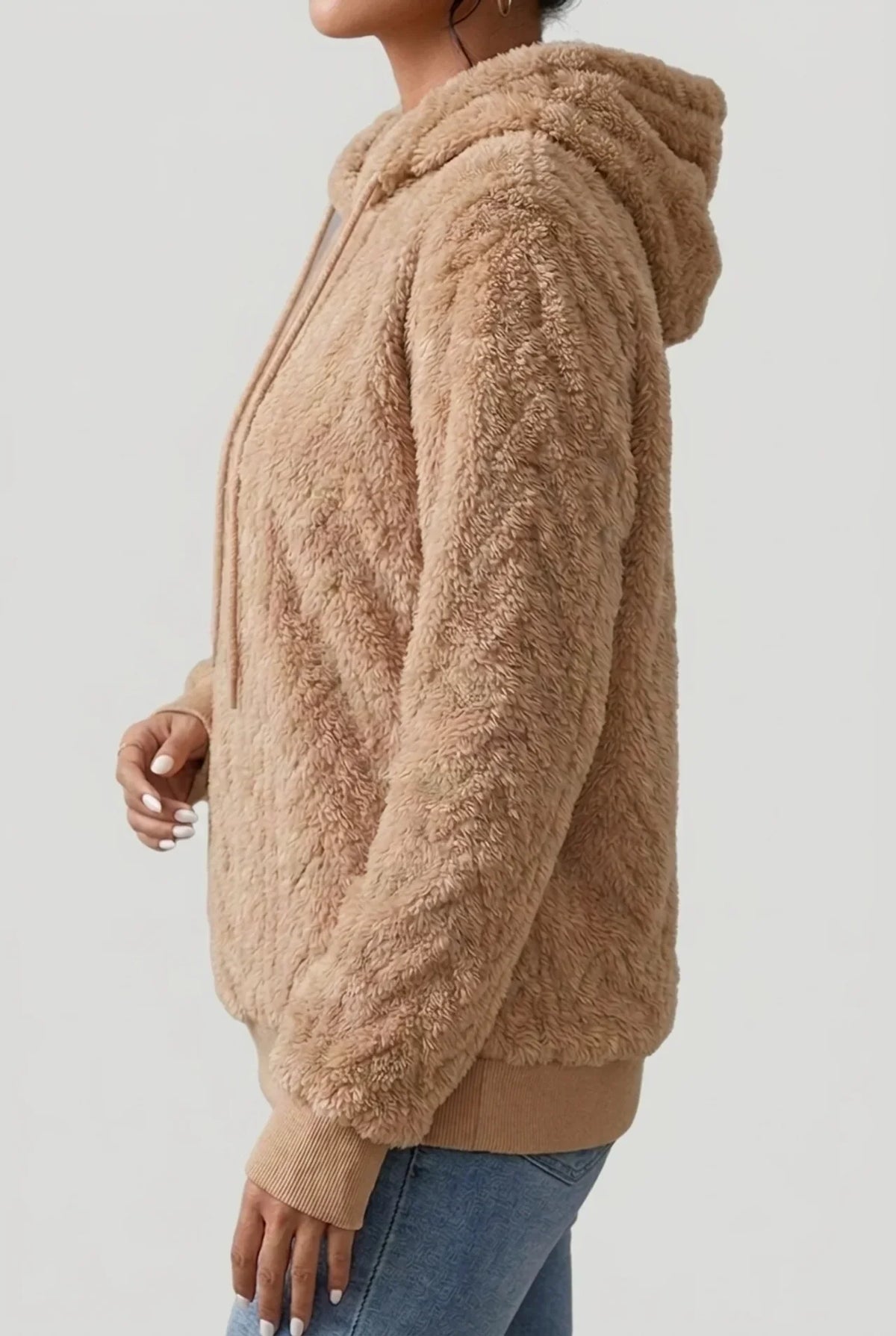 Friedel - Women's Cable Knit Hoodie with Drawstring
