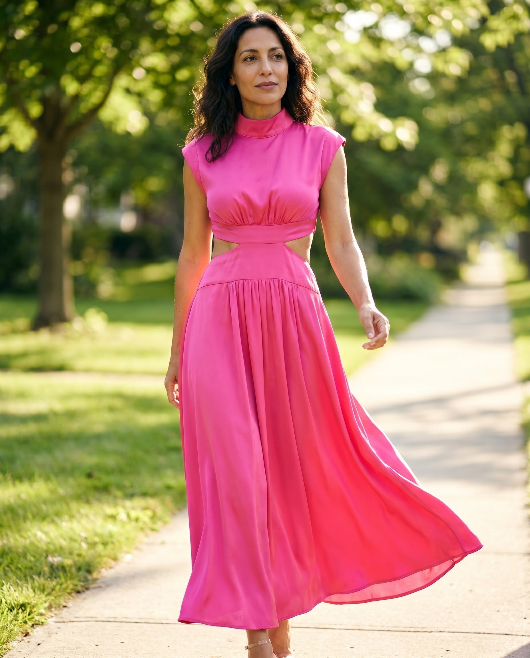 Ella - Cutout Waist High Neck Maxi Dress