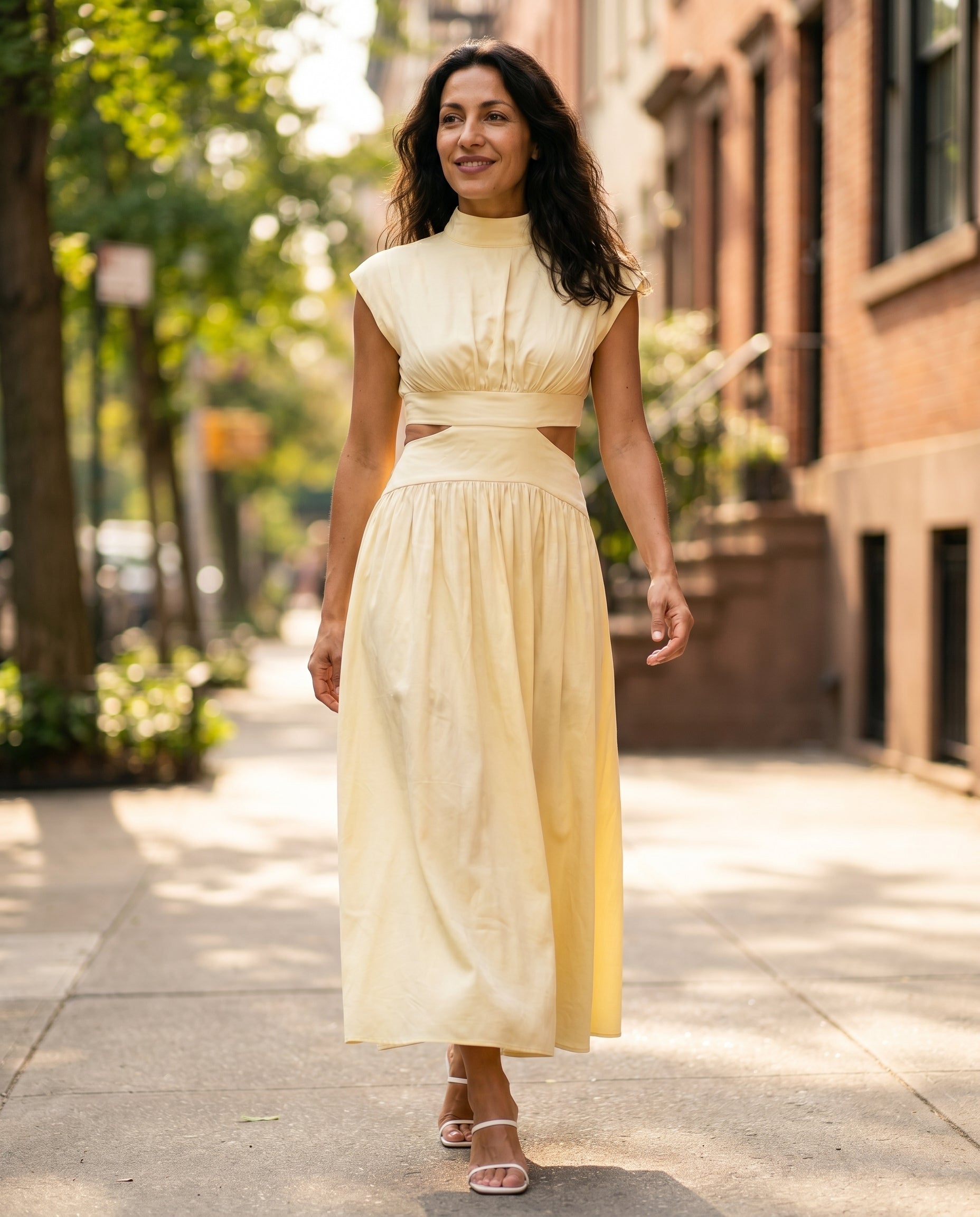 Ella - Cutout Waist High Neck Maxi Dress