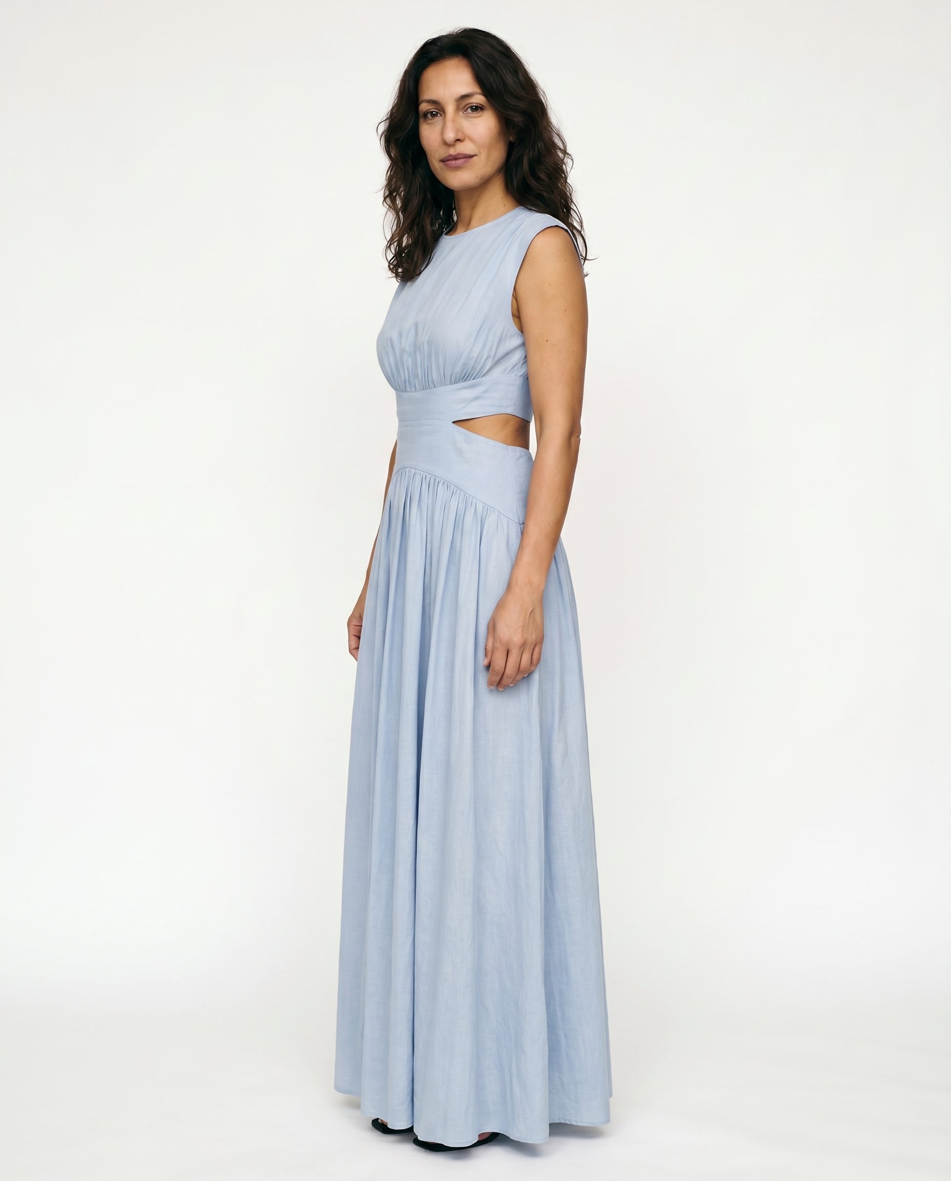 Ella - Cutout Waist High Neck Maxi Dress