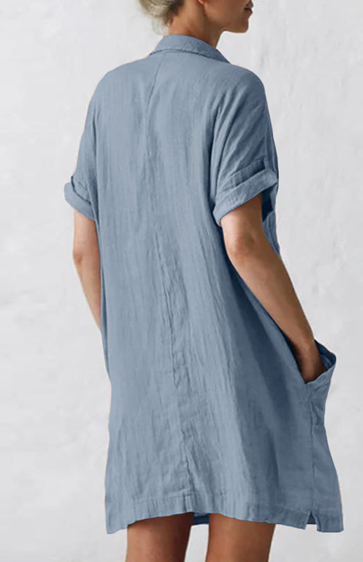 Jillian - Women's Button-Down Shirt Dress with Lapel Collar and Pockets (Plus Size Available) - photo 4