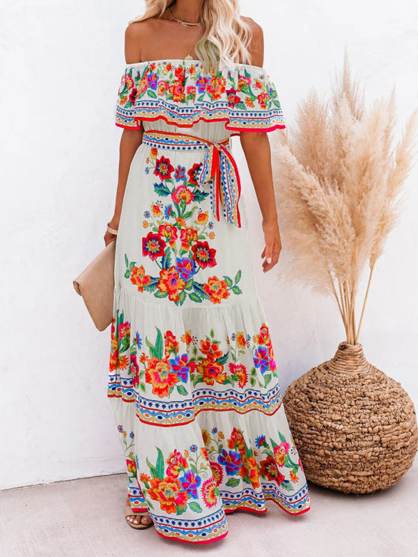 Ava - Women's Maxi Dress with Floral Print and Ruffled Details - photo 1