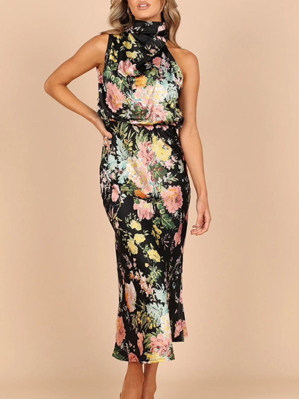 Pauline - Women's Halter Neck Midi Dress with Floral Print - photo 11