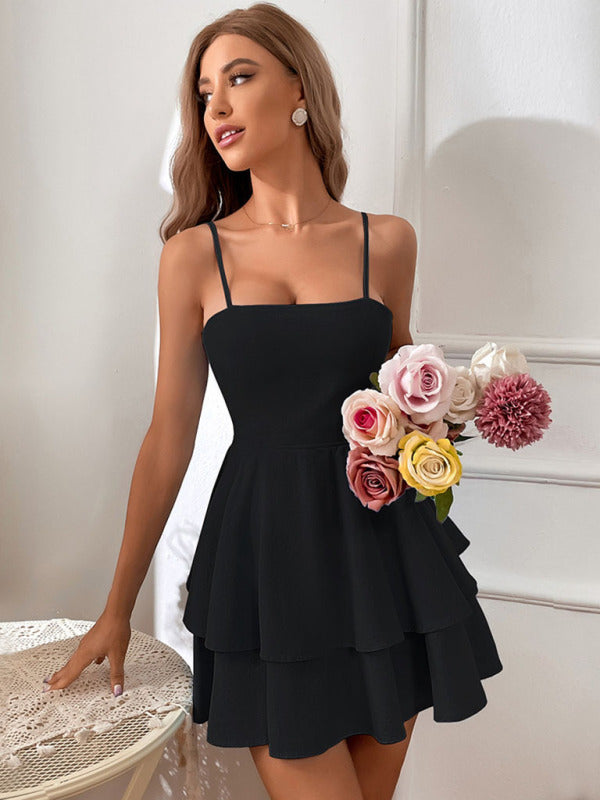 Alice - Women's Backless Mini Dress with Bow Knot Straps and Tiered Skirt - photo 9
