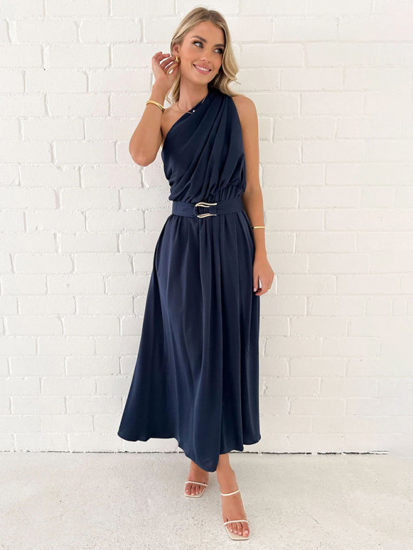 Amelie - Women's One Shoulder Maxi Dress with Slim Waist and Backless Design