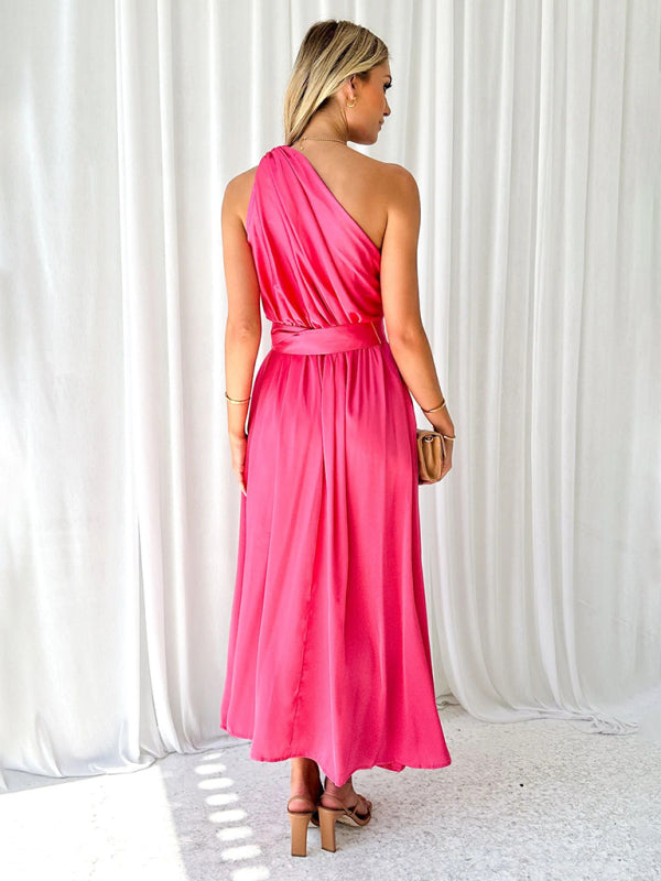 Amelie - Women's One Shoulder Maxi Dress with Slim Waist and Backless Design