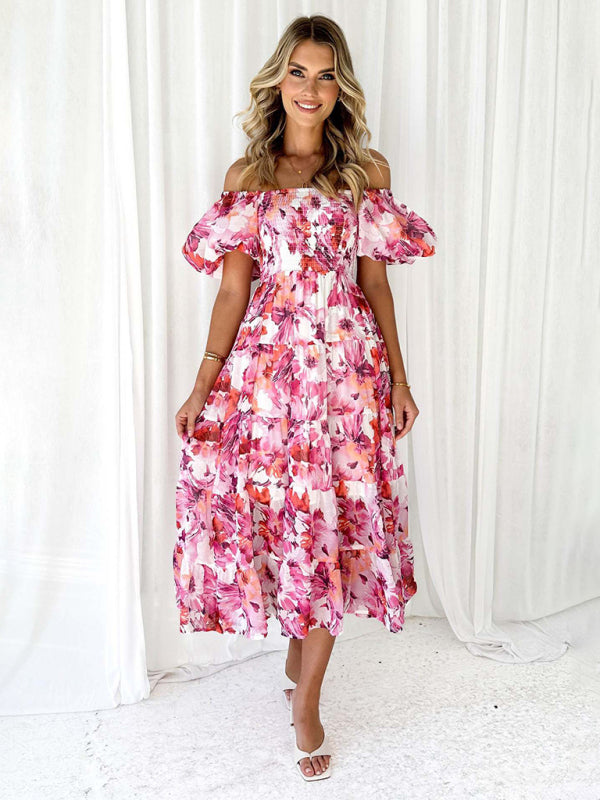 Abby - Women's Off-Shoulder Maxi Dress with Smocked Bodice and Floral Print - photo 8
