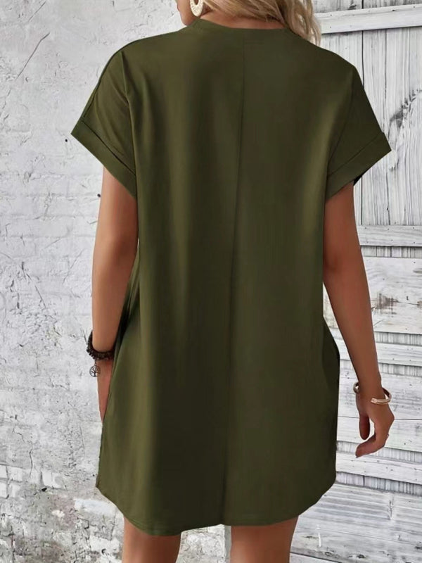 Aspen - Women's Loose Fit Pocket Dress with Round Neck and Short Sleeves - photo 12