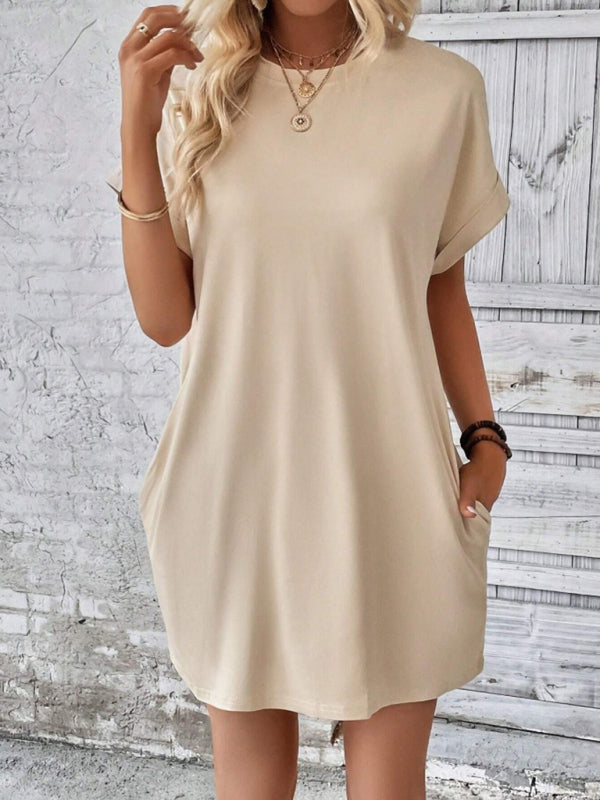 Aspen - Women's Loose Fit Pocket Dress with Round Neck and Short Sleeves - photo 9